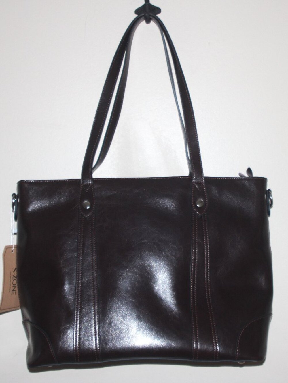 20A    NWT S-ZONE Leather Tote Bag for Women Office Shoulder Handbag